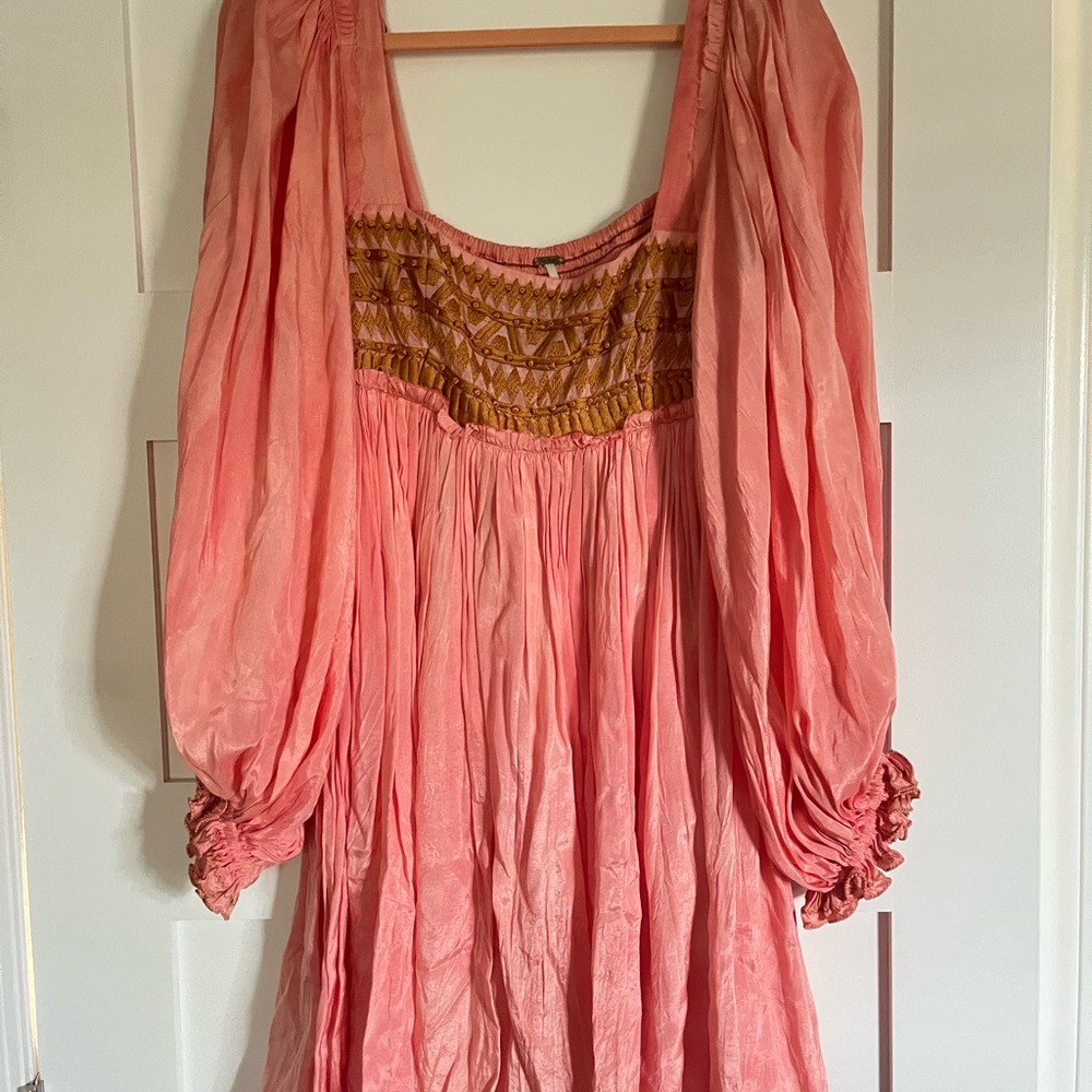 Free People Pink and Gold Mini Dress